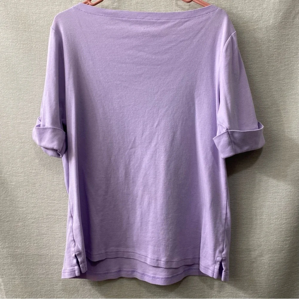 Lavender Women's Top Rolled Sleeves - Picture 3 of 3